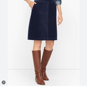 NWT Talbots Navy Blue Corduroy Straight Skirt with Pockets Women’s Size 6